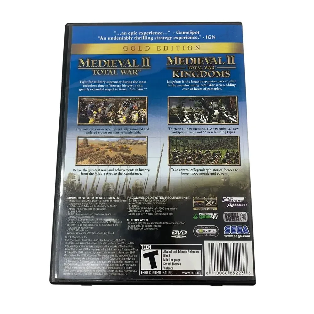 Medieval II Total War + Total War Kingdom Gold Edition PC Computer Game